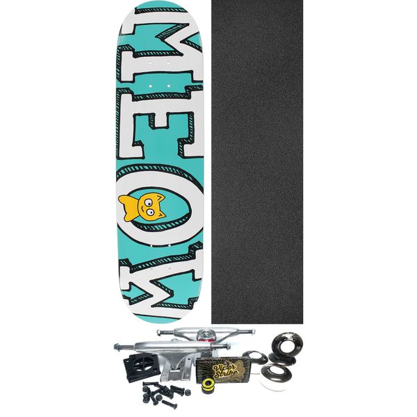 Meow Skateboards Logo Teal Skateboard Deck - 8" x 31.75" - Complete Skateboard Bundle